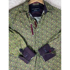 Scott Weiland English Laundry Mens XL Floral Button Down Shirt Yellow Purple XL